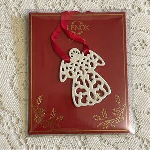 Lenox Pierced Angel Charm  Porcelain Christmas Tree Ornament Or Decoration
